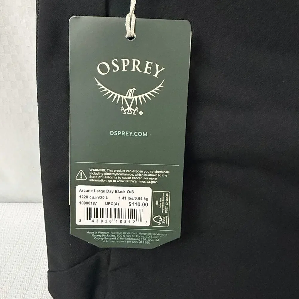 Osprey Arcane Large Day Backpack Black Commuter Travel 20L 16